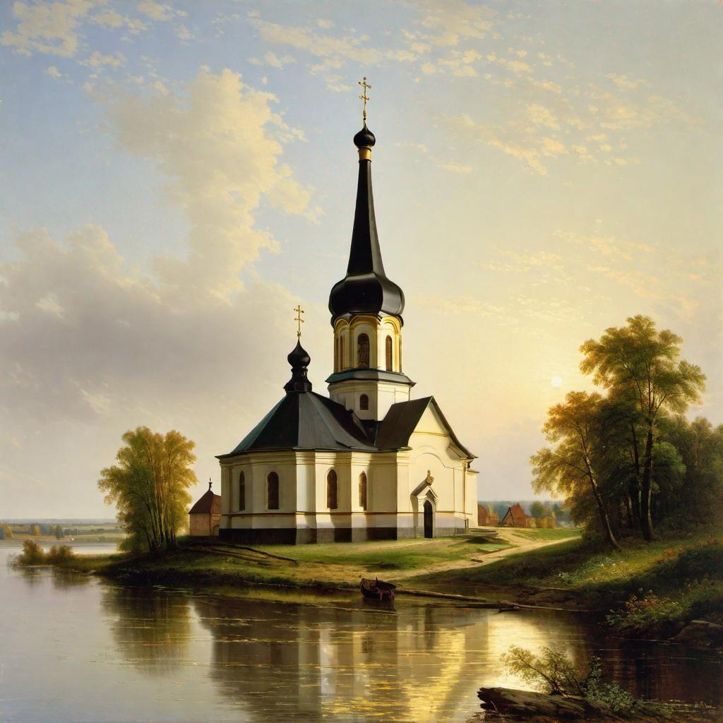 A Volga German church with tall spire